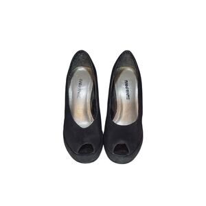 womens main frame black peep toe platform high heels